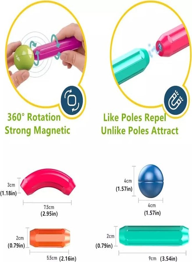 Fezeedi 64 Pcs Colorful Magnetic Sticks and Balls Building Blocks Sets 3D Construction Magnet Stacking Toys Puzzle Games Creative Learning Educational Toys Gift for Kids Boys - Image 3